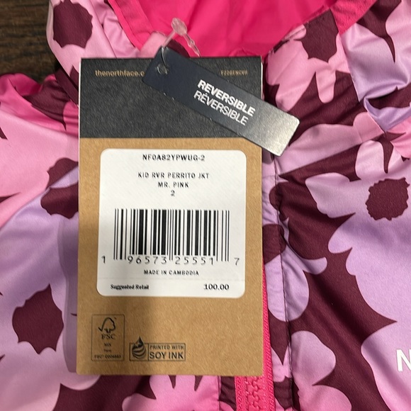 Brand new girls The North Face hooded quilted reversible jacket. - Picture 2 of 7